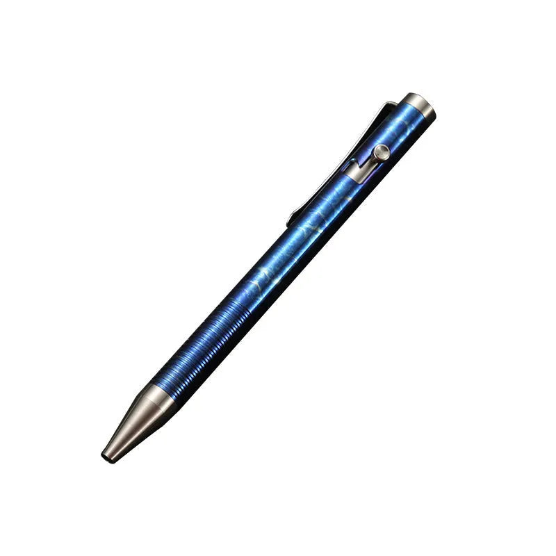 Titanium alloy bolt action ball pen with gun bolt handle and phantom colour finish.