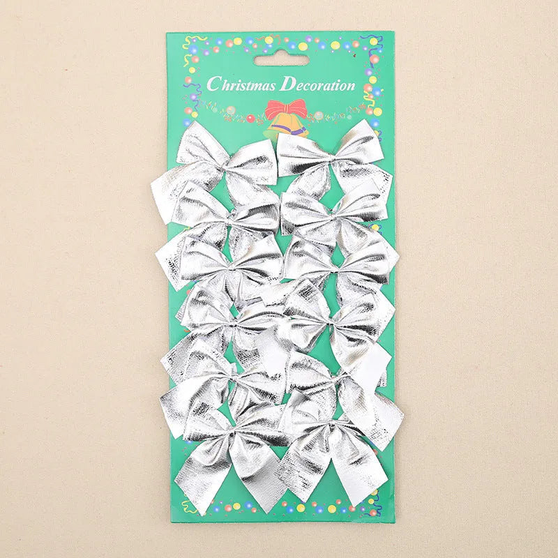 5 cm polyester Christmas bow decoration in gold, red, red gold and silver colour options