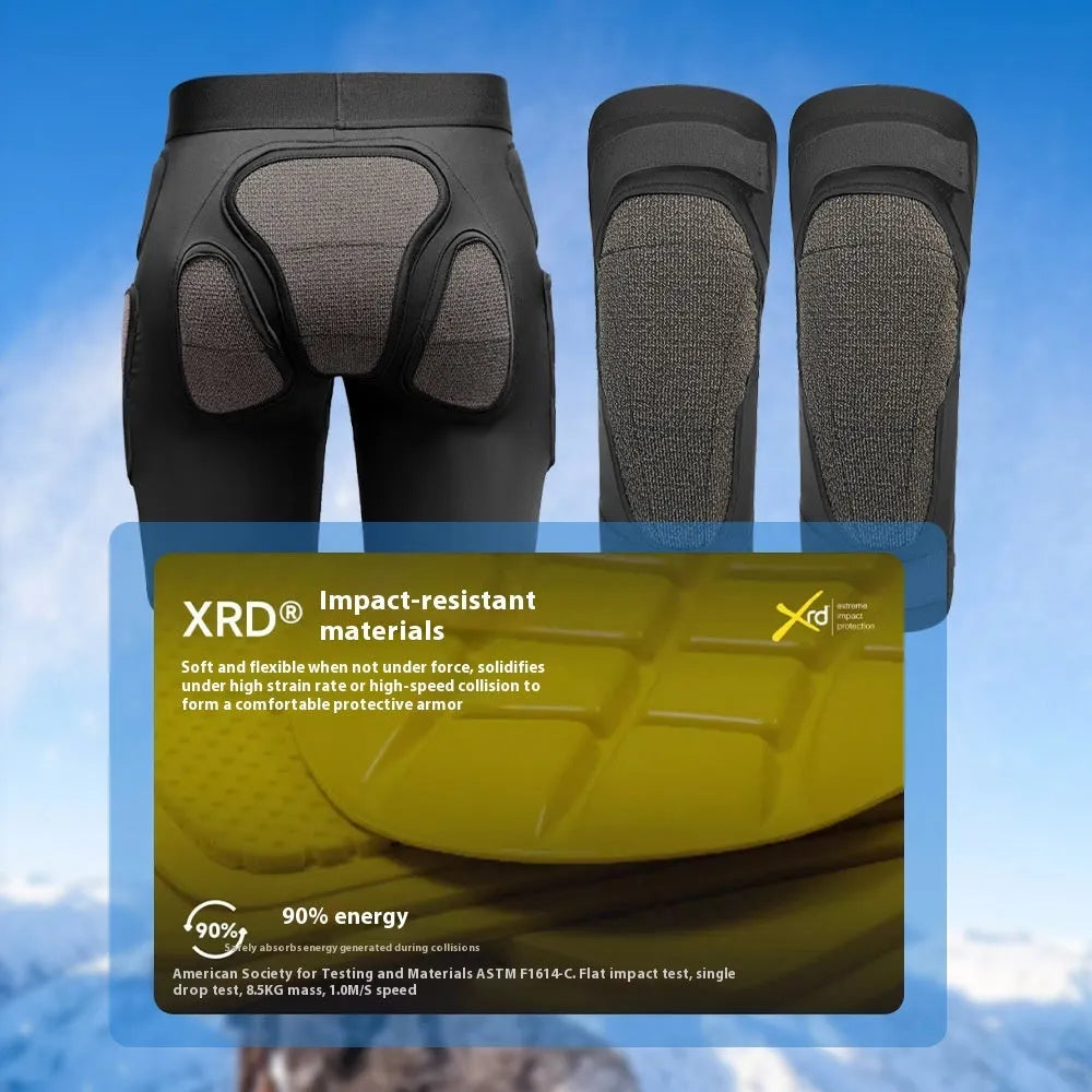 X-ray diffraction ski protective inner wear cushion pads for hips and knees in sizes S, M, L, XL.