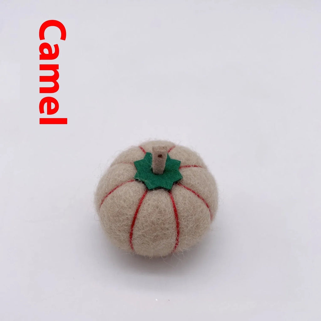 Wool felt pumpkin poke ornaments for doll decoration in autumn colours