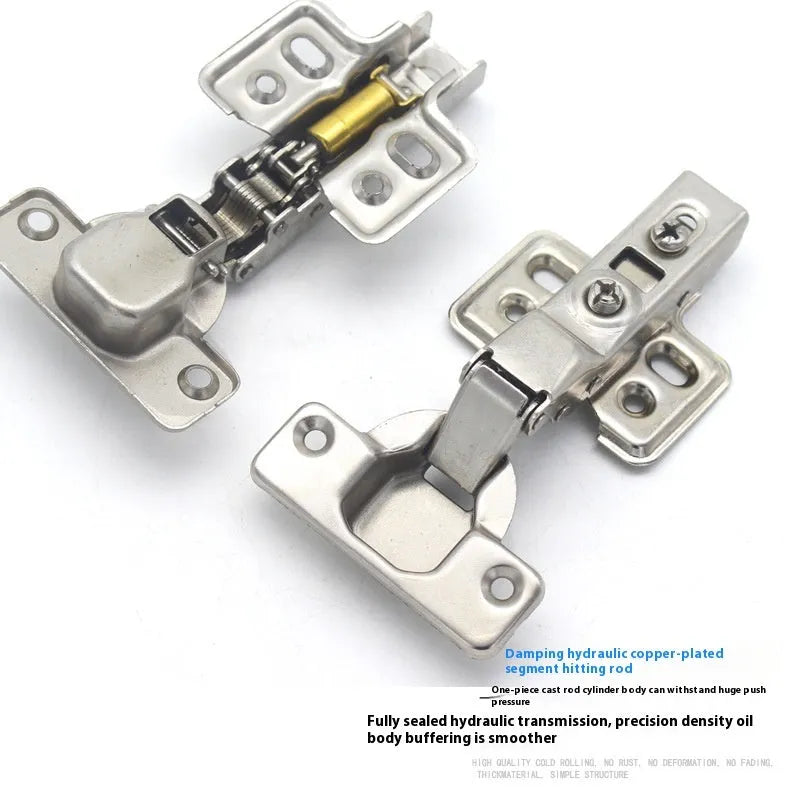 Nickel-plated hydraulic cabinet hinge with cold rolled steel construction and damping cushion mechanism