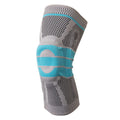 Sky blue silicone knee pad for sports on a neutral background
