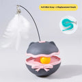 Electric cat toy tumbler teaser stick in lemon yellow, sky blue, or soft fog grey colour