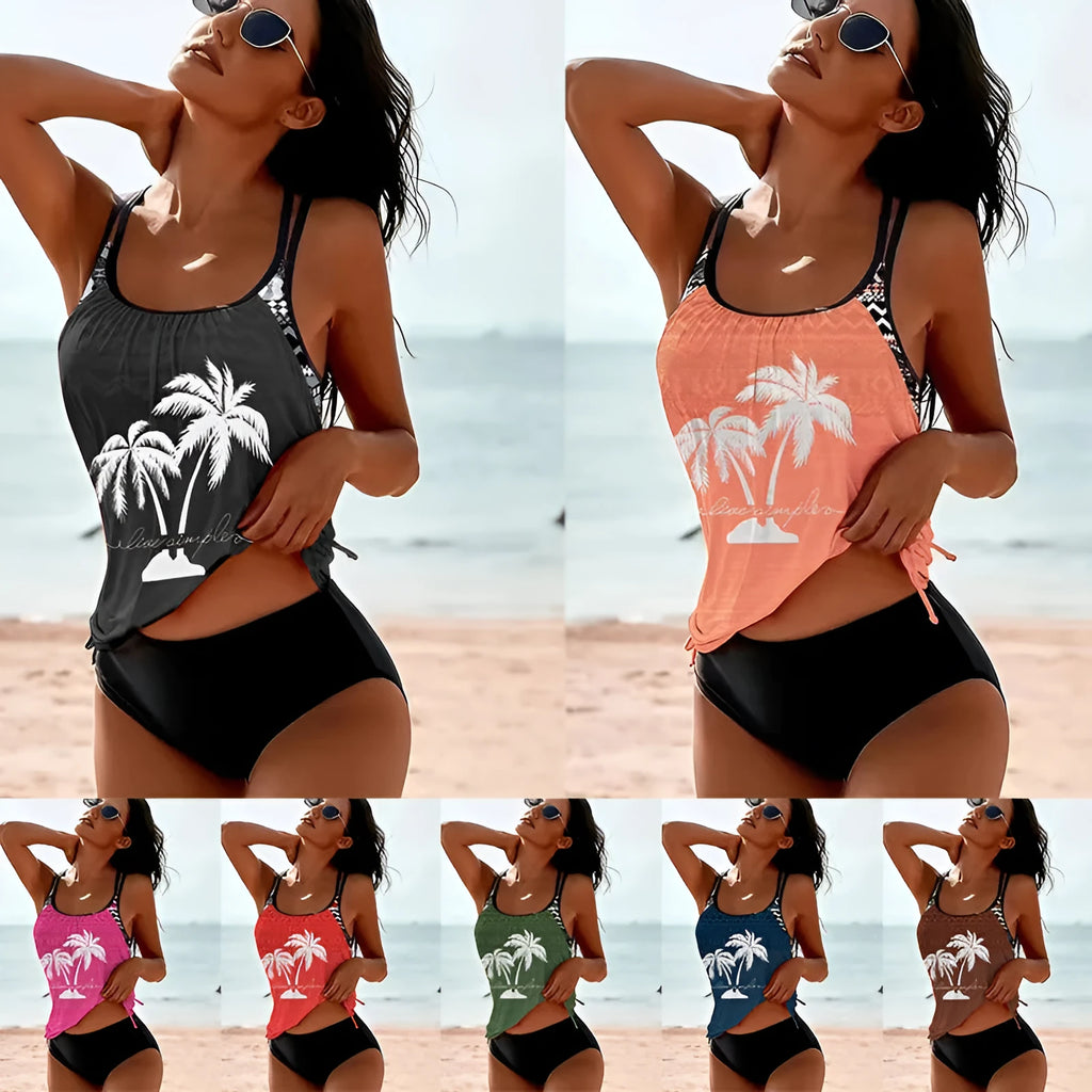 Loose-fitting women's polyester bikini set in multiple colours for sports and fitness.