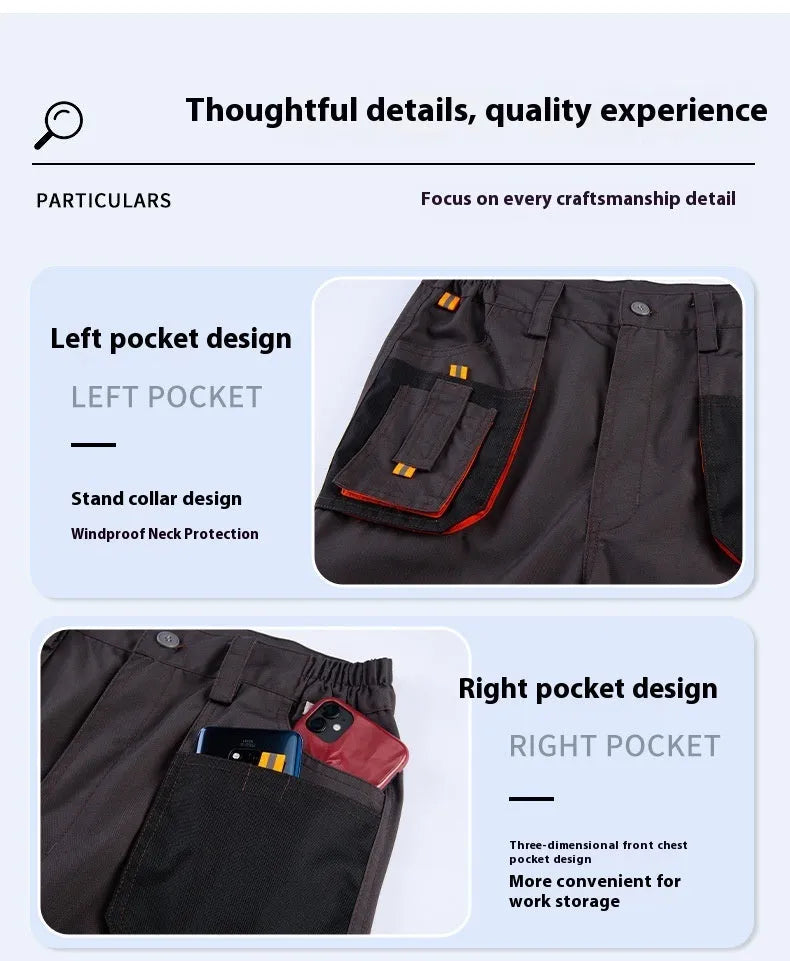 Men's dark gray multi-pocket cargo pants with large pockets and polyester fabric