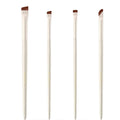 Four angled eyeliner and brow brushes with ultra-thin precision tips in leather case