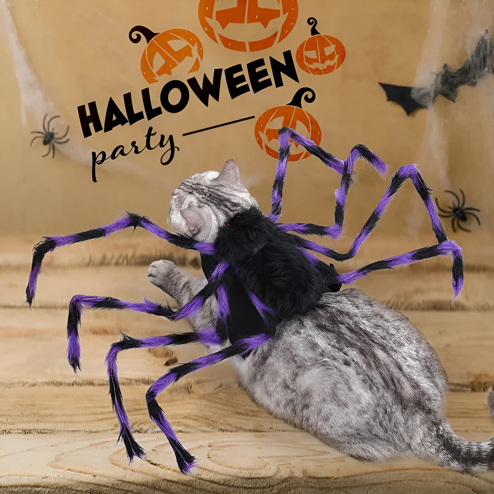 Halloween spider costume for pet dog or cat in polyester material