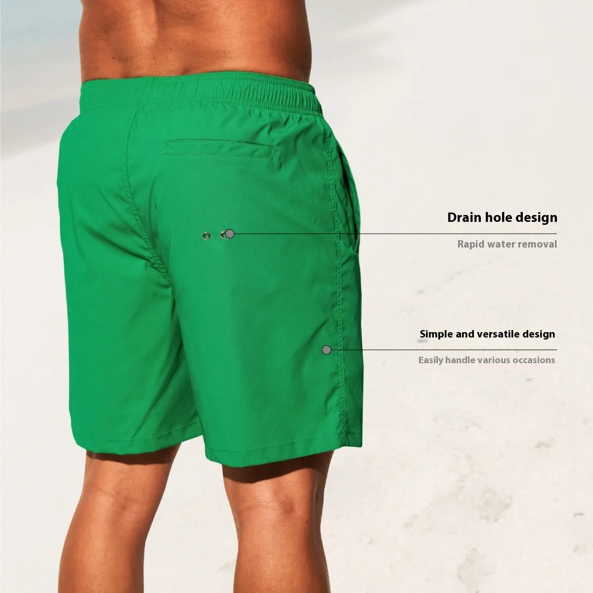 Men's quick-dry nylon sports shorts in blue with straight leg opening