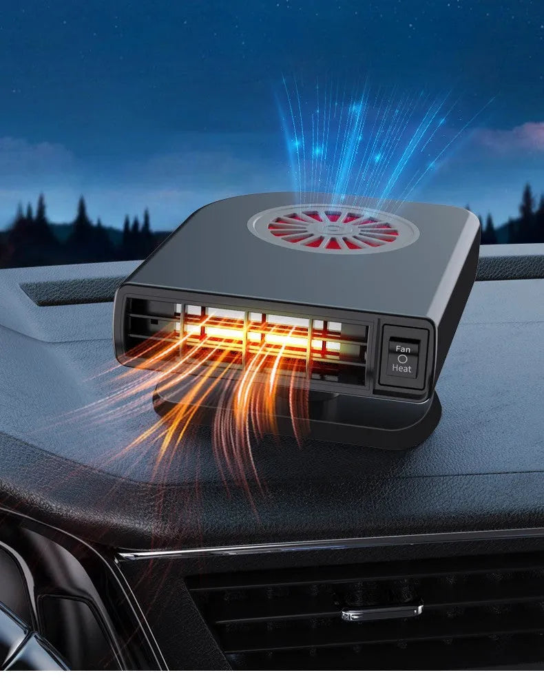Black vehicle-mounted heater with compact design for car defogging and air purification