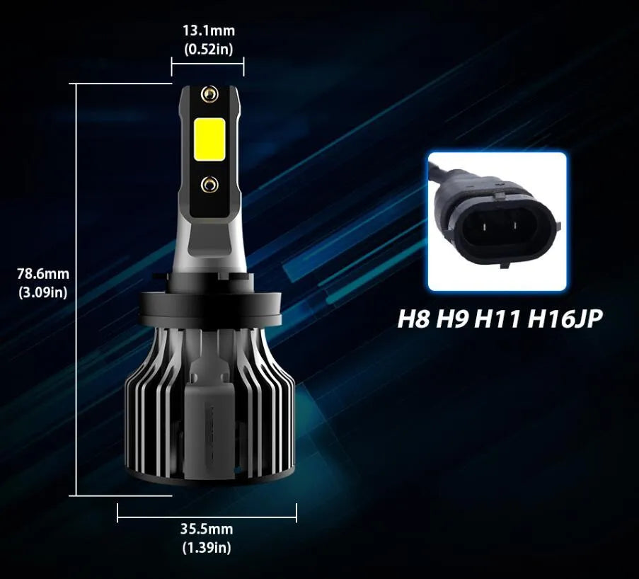 6000K white LED car headlight bulb with aluminium heat sink and adjustable chuck