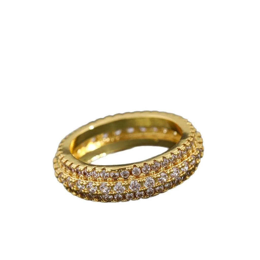 Geometric triangle copper engagement ring with zircon stone inlay in triangular pattern