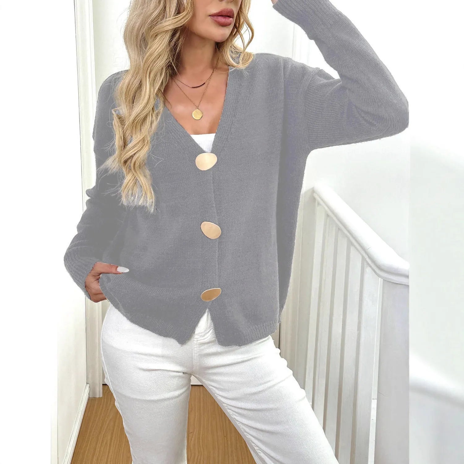 Women's deer plush sweater coat with princess sleeves in street hipster irregular style