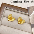 Retro floral fashion earrings with petal details in gold or silver electroplated finish