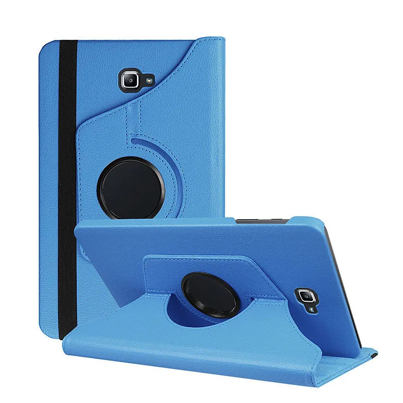 Lenovo tablet rotating leather case in clamshell design showing litchi grain texture in black colour