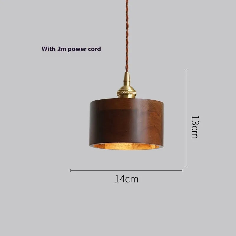 Black walnut wood and copper single-head droplight chandelier pendant light