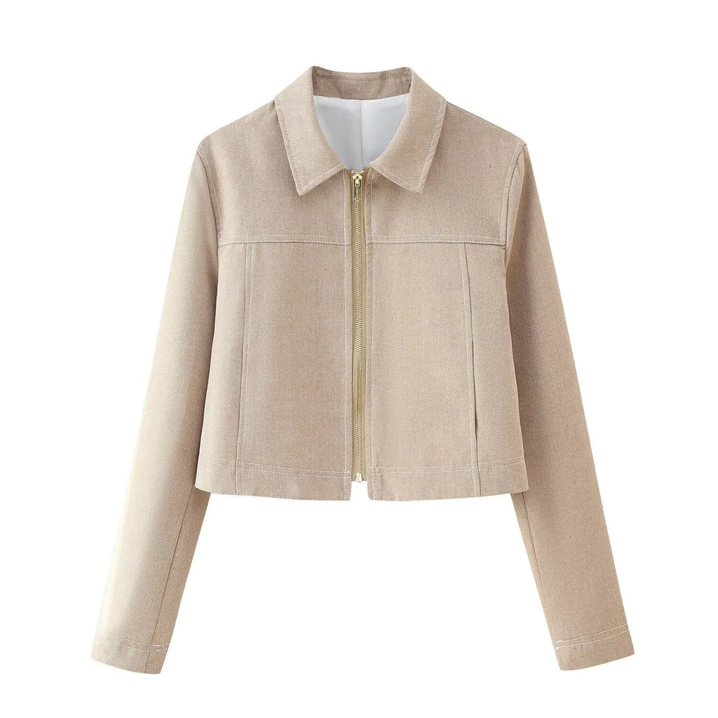 Women's herringbone pattern casual suit set with 3D effect, featuring a long sleeve coat and straight-leg trousers.