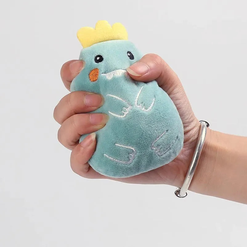 Plush catnip chewing toy with squeaker in assorted colours
