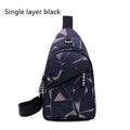 Men's blue oxford cloth sling chest bag with earphone hole and adjustable shoulder strap