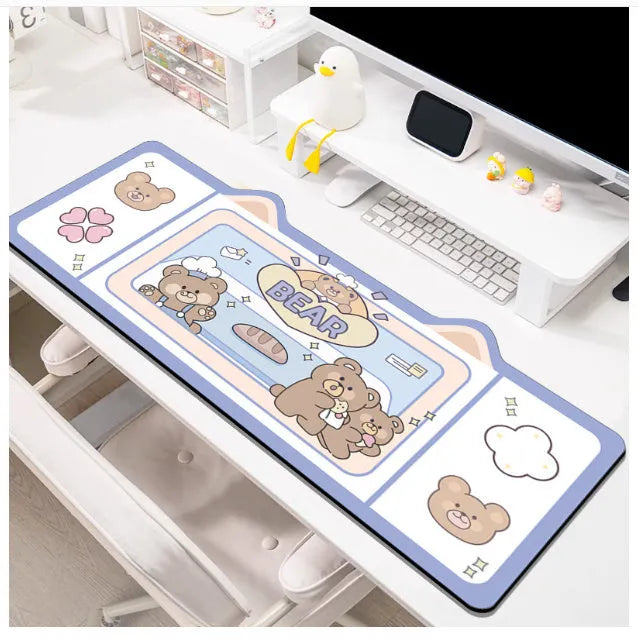 Natural rubber oversized desk pad in solid colour designs on various sized desks