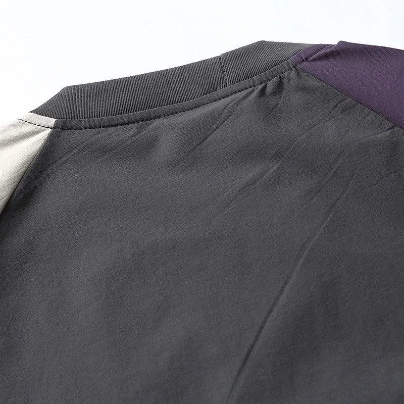 Men's dark grey quick-dry T-shirt with contrast colour raglan sleeves in loose fit