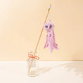 Colourful octopus cat toy on a 40cm stick with furry pom-poms and moving eyes