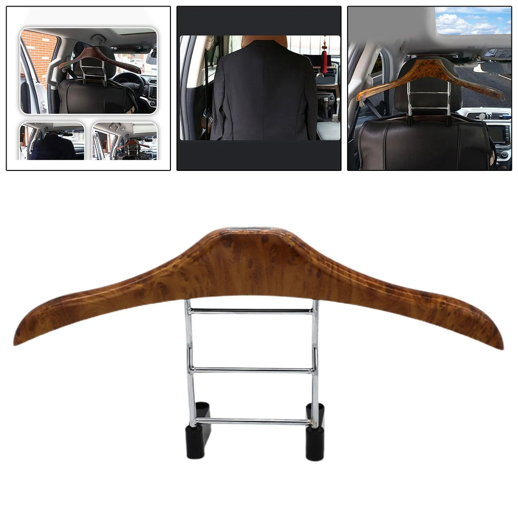 Wood yellow stainless steel car mounted clothes hanger with detachable design