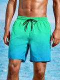 Men's gradient colour 3D digitally printed mesh sports shorts on a mannequin.