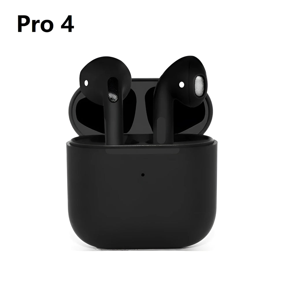 Pro4 White and Pro4 Black wireless in-ear sports Bluetooth headsets on a solid colour background.