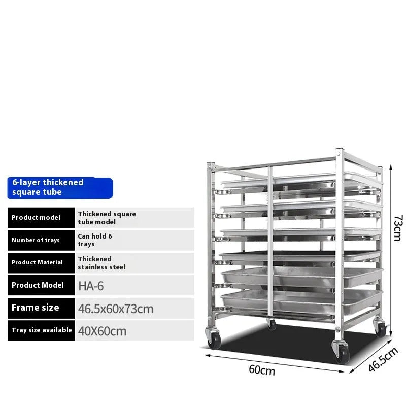 Stainless steel 6-layer cake bread tray rack with 40x60cm tray dimensions