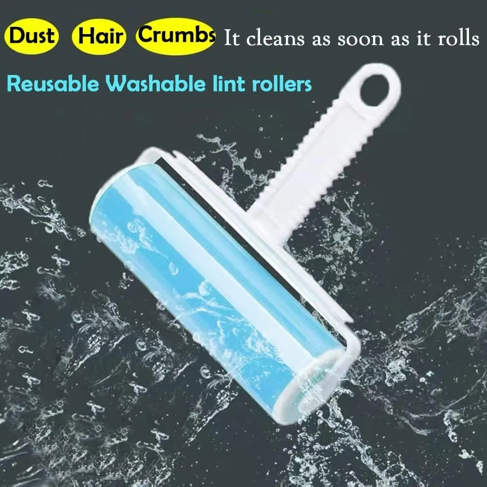 Washable reusable lint roller with protective cover for pet hair removal