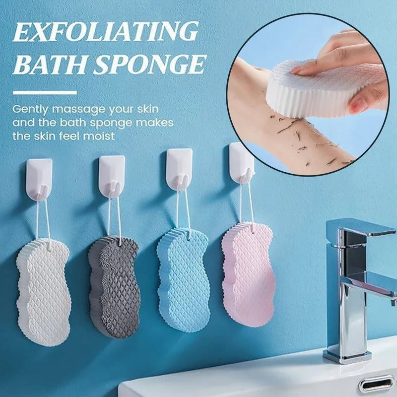 3D fish scale pattern bath sponge with textured surface for body exfoliation in multiple colours