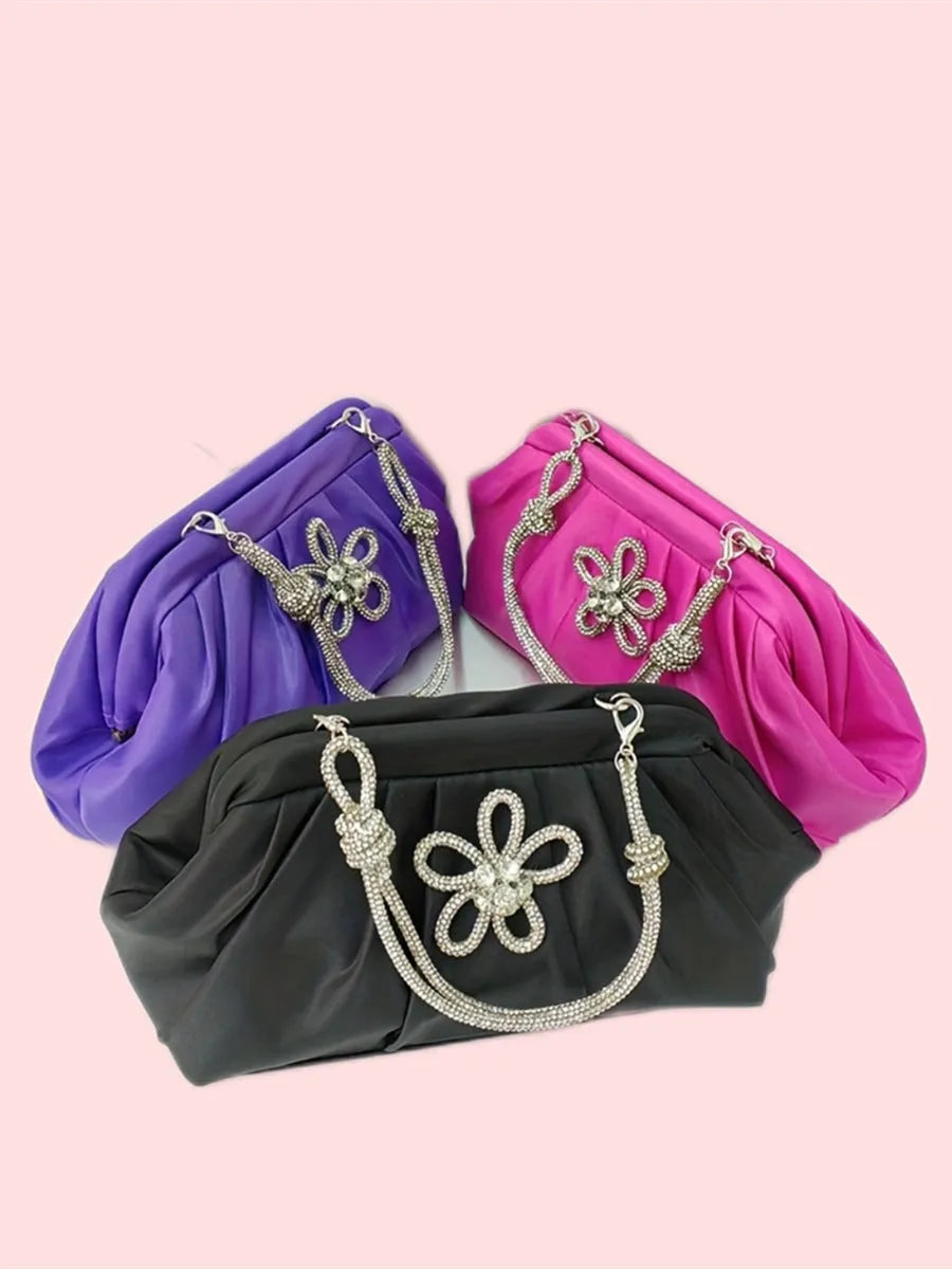 Women's soft polyester large-capacity shoulder messenger bag in black, rose red or lavender purple with document compartment