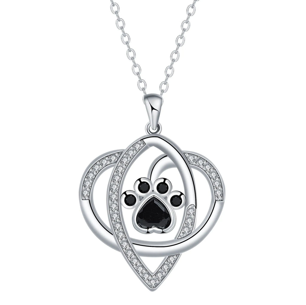 Copper necklace with dog and cat paw print pendant on cross chain