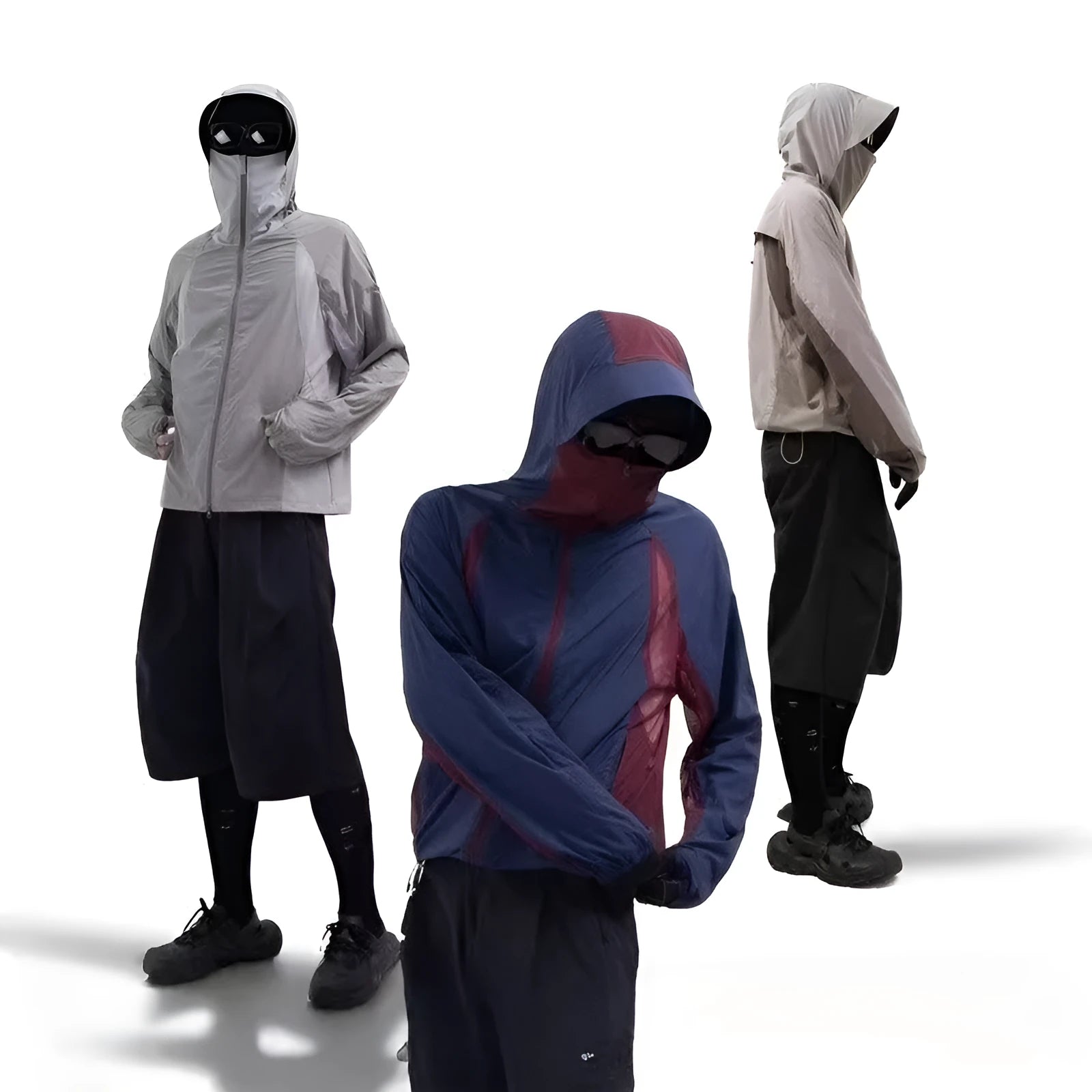 Sun protective clothing with mesh stitching in desert brown colour showing regular length design