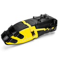Waterproof PVC bicycle tail bag with 13 litre capacity shown in yellow colour