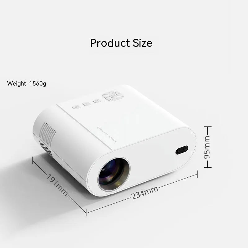White T07 Full HD Smart Projector with remote control on stand