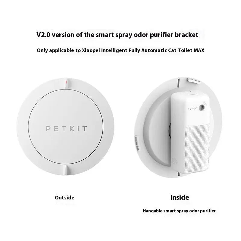 Xiaopei smart spray pet odor removal machine with bracket and purification liquid bottles.