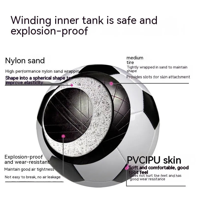 Machine-seam PVC football in multiple sizes for youth training and small-sided games