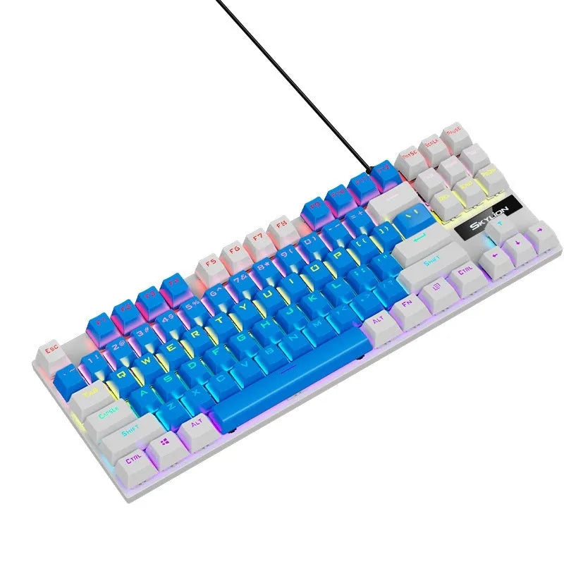 K87 mechanical wired keyboard with green or red axis switches in selected colour with metal construction