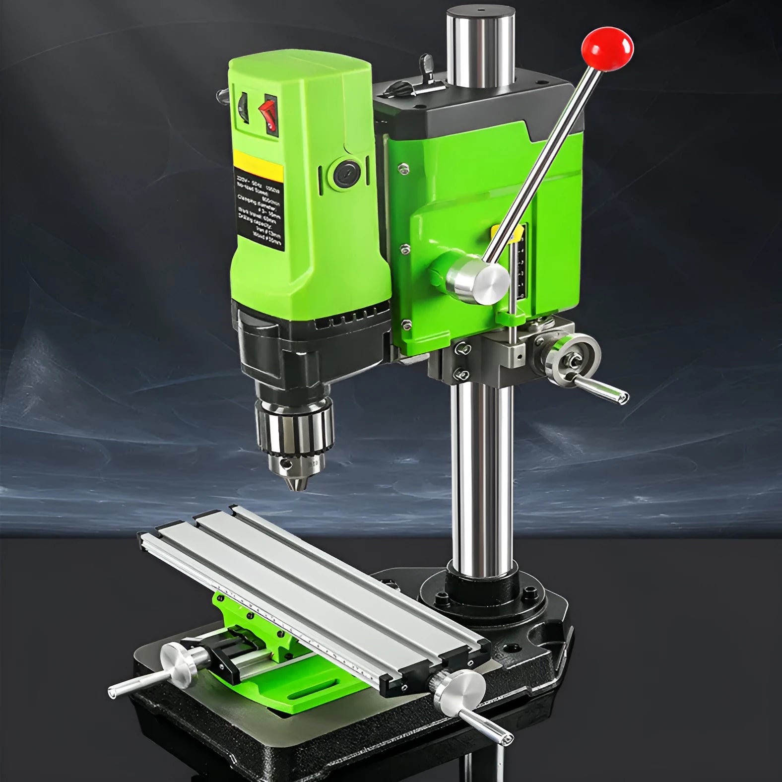 Mini bench drill and milling machine on a workbench with cross bench pliers and heavy duty pliers