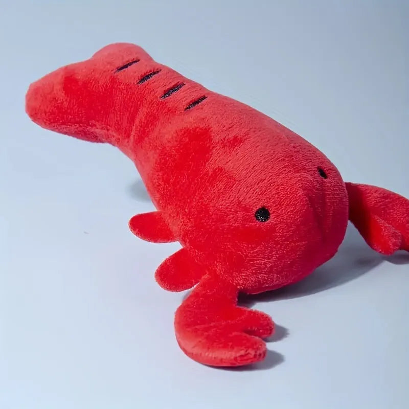 Red lobster crab shaped plush dog toy with squeaker for small medium breeds