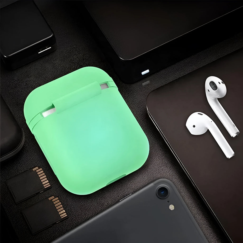 Luminous silicone flip protective case for AirPods showing flip-open design