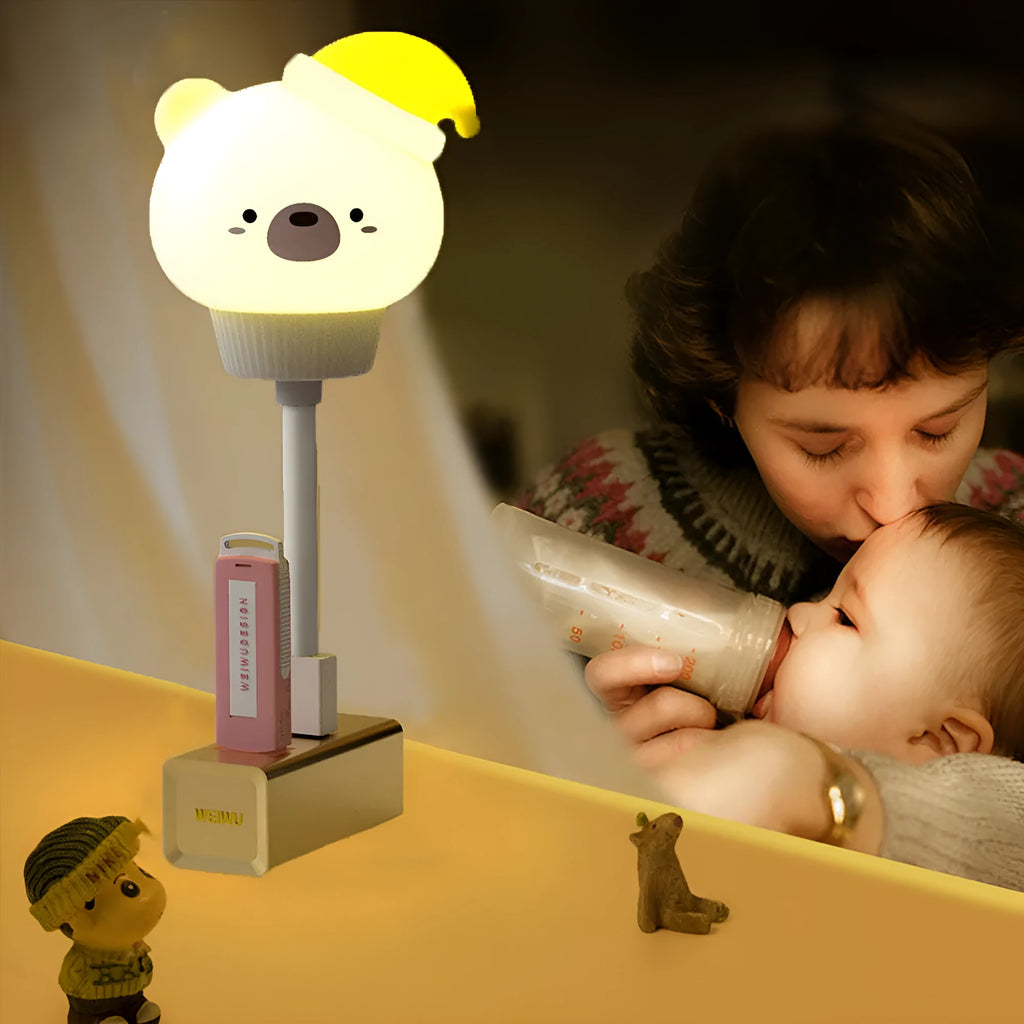 USB portable LED night light with cartoon animal design in bear or rabbit shape