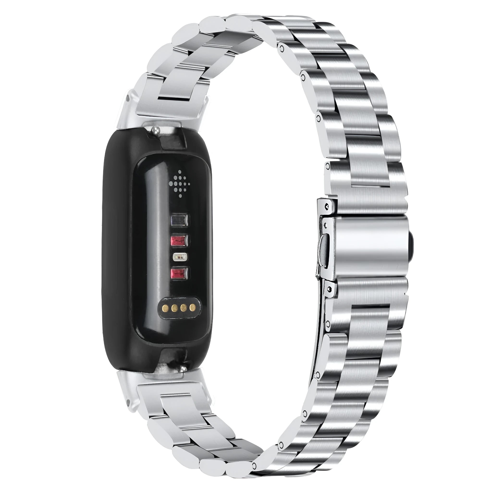 Stainless steel Apple Watch strap for Inspire 3 with three-bead design in multiple colour options
