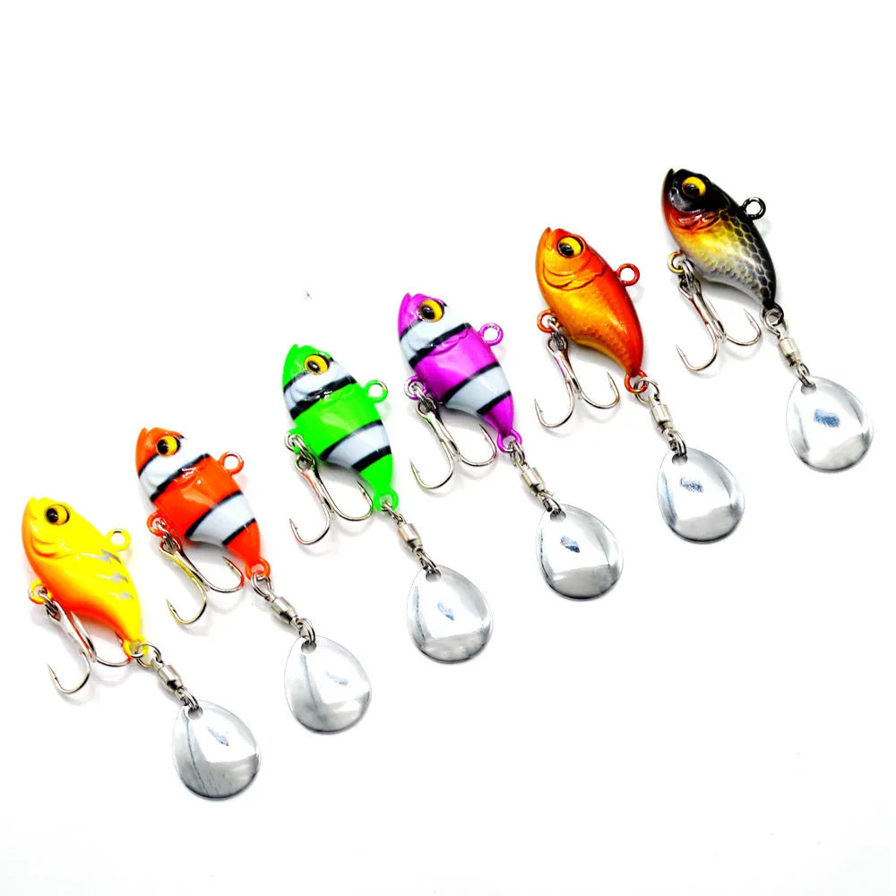 Metal sea fishing iron plate lure with rotating sequins in multiple colour patterns