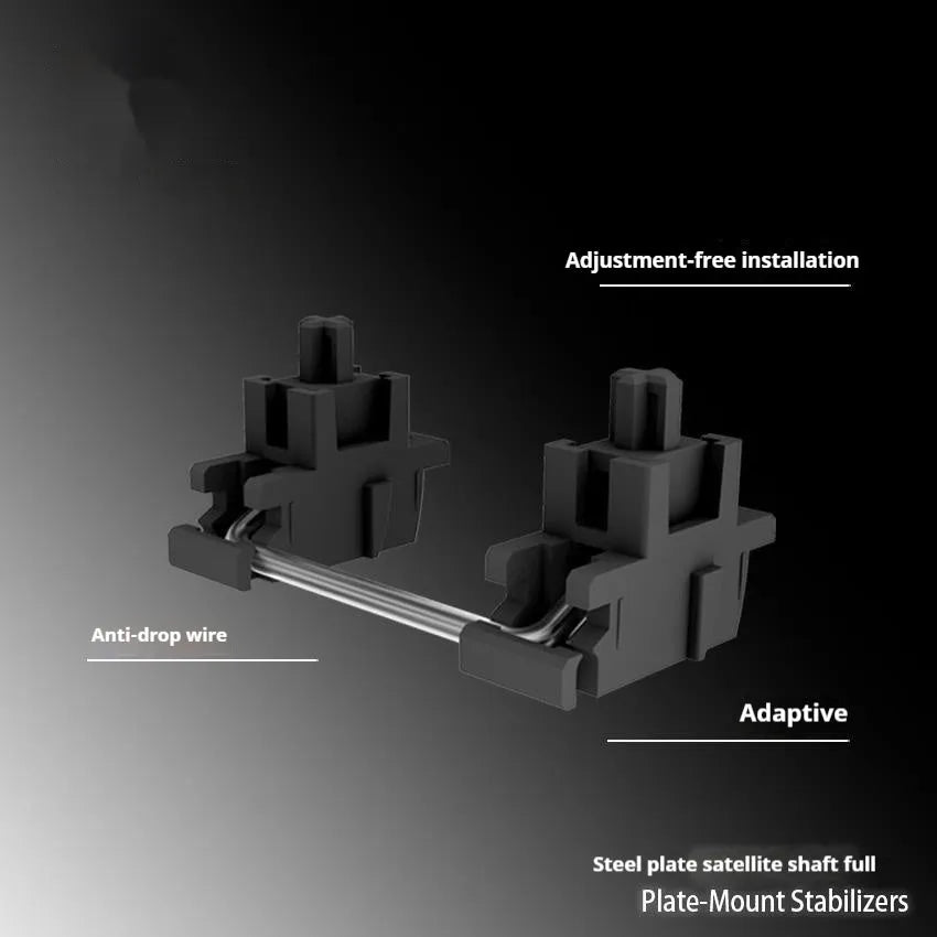 Black and milky white mechanical keyboard stabiliser shaft sets with a 4.3-inch screen on a grey background.