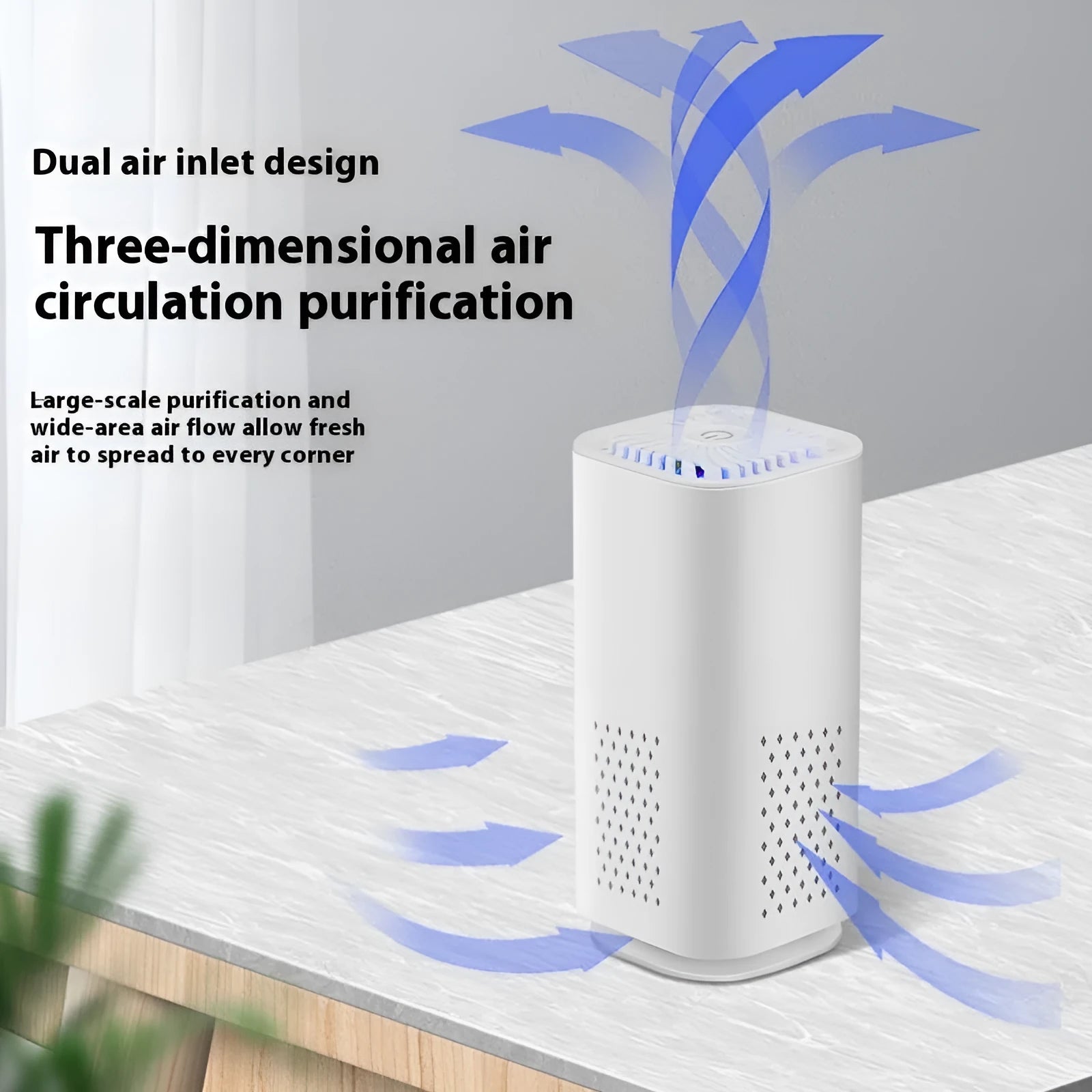 Mini USB car air purifier in black or white for spaces under 10 square metres