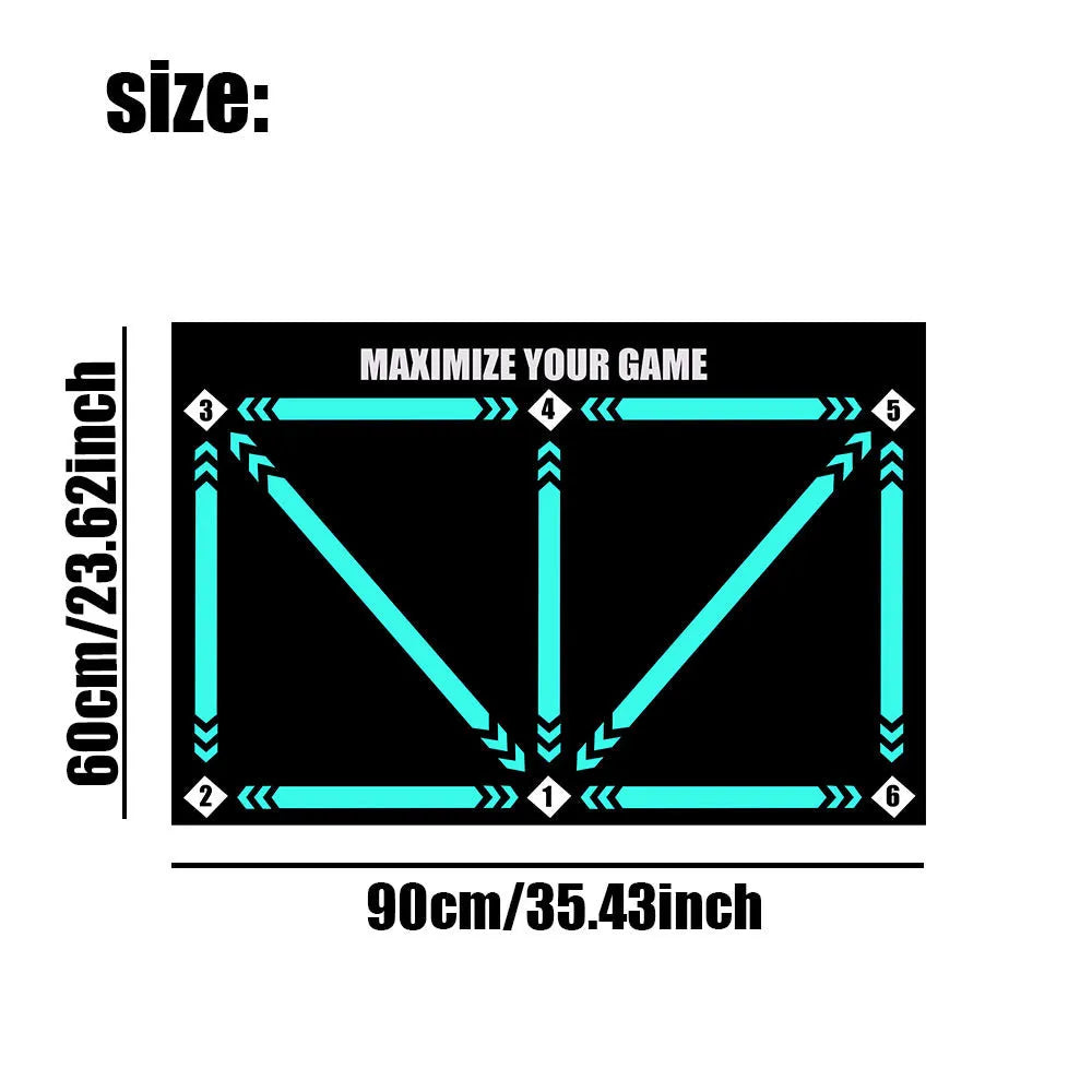 Cushioned rubber football training mat for indoor skill practice with basket row movement drills