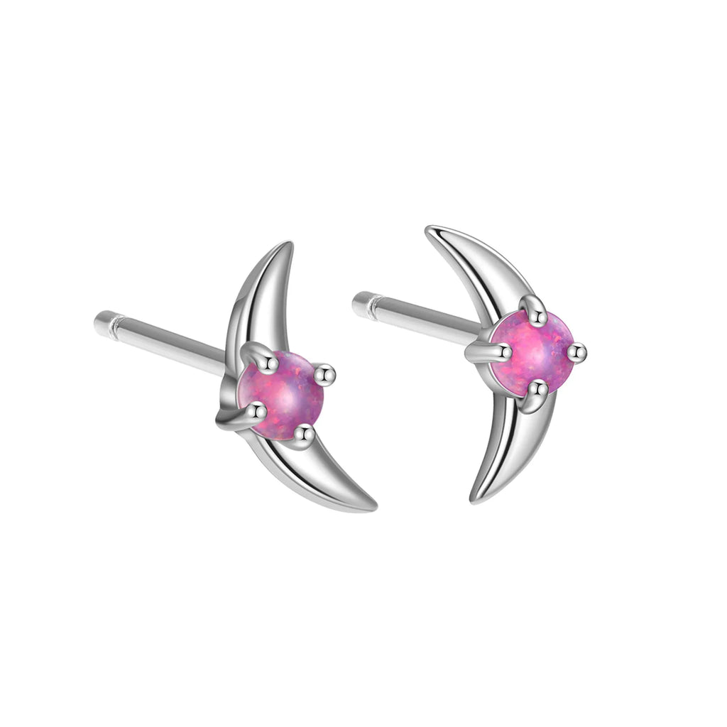 Women's geometric earrings in 925 silver with electroplated finish and stone accents in blue, purple, or white
