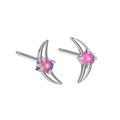 Women's geometric earrings in 925 silver with electroplated finish and stone accents in blue, purple, or white